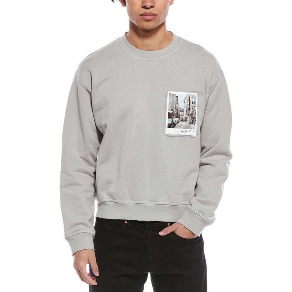 Helmut Lang Mens  Postcard Crewneck Sweatshirt, Grey